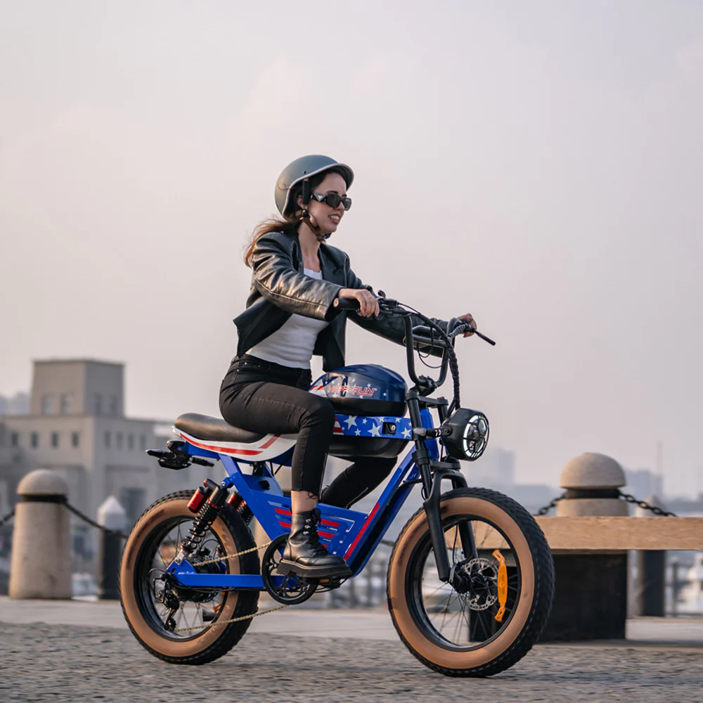 Happyrun Ebike with advanced suspension and fat tires for smooth ride